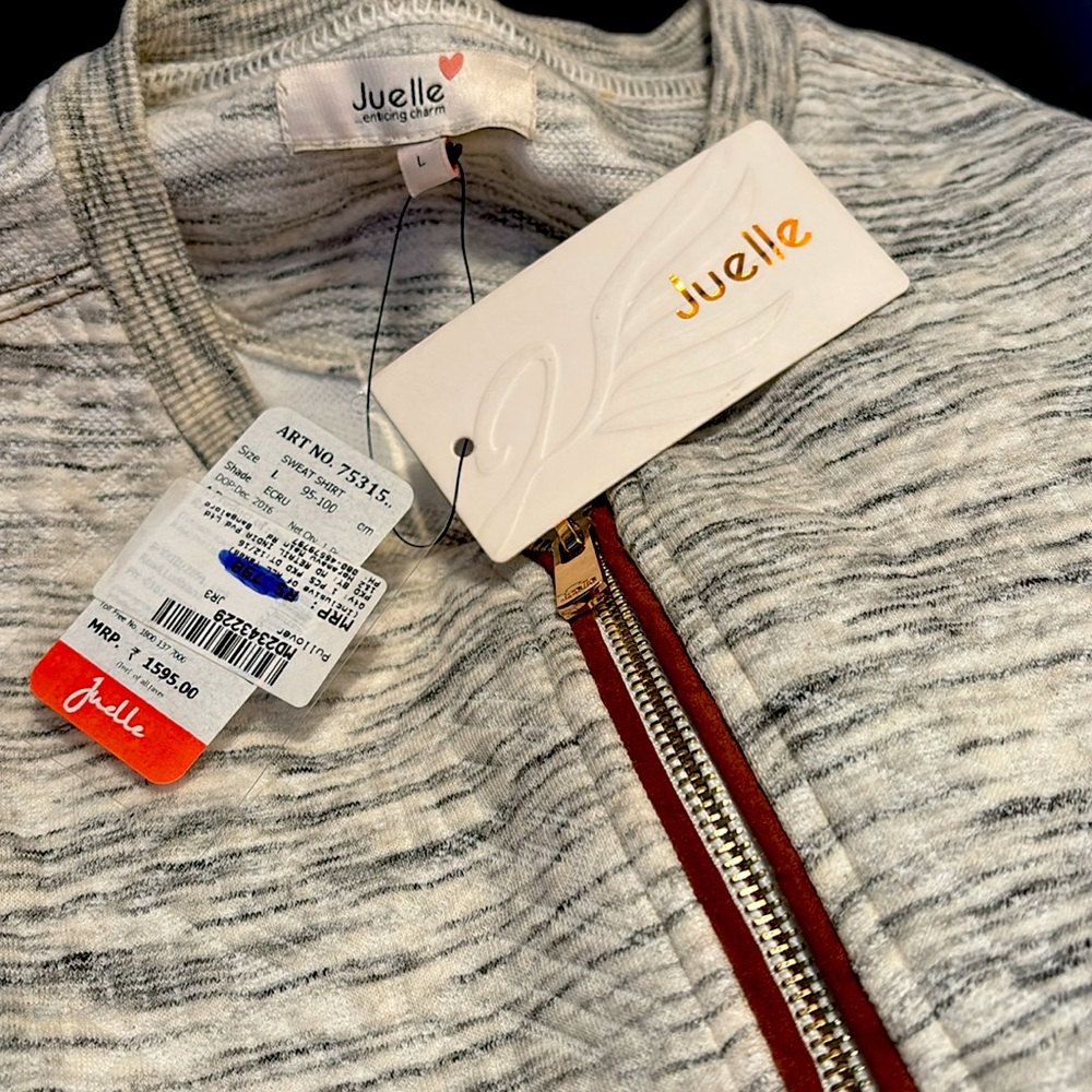A Women’s Juelle Gray & White zippered Jacket New with 🏷️ - Picture 6 of 9